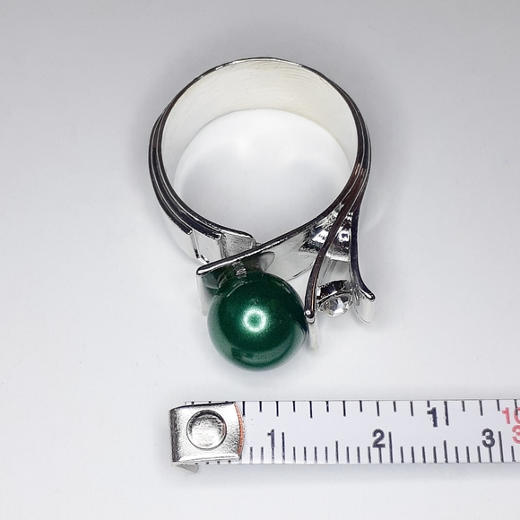 🎀925 Olive Green Pearl Ring - Picture 3 of 6